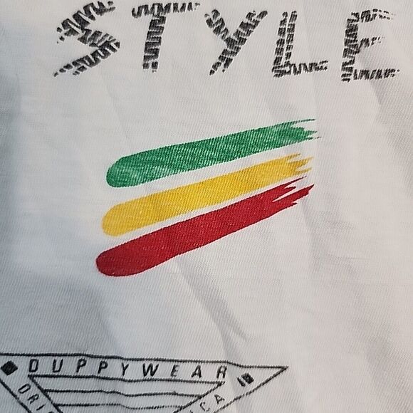 Vintage ONEITA PowerT Duppywear Jamaican TShirt Island Style White Single Stitch - Picture 4 of 16